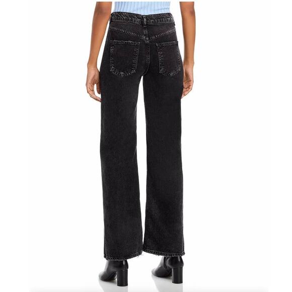 Free People black high waist wide leg slit jeans size 30 - Picture 2 of 11